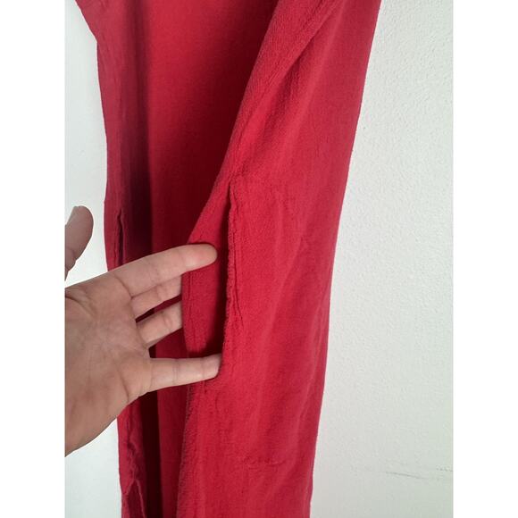 Oh My Gauze Dress Womens Large Red Maxi Sleeveless Pockets Cotton Summer Boho - Picture 7 of 14